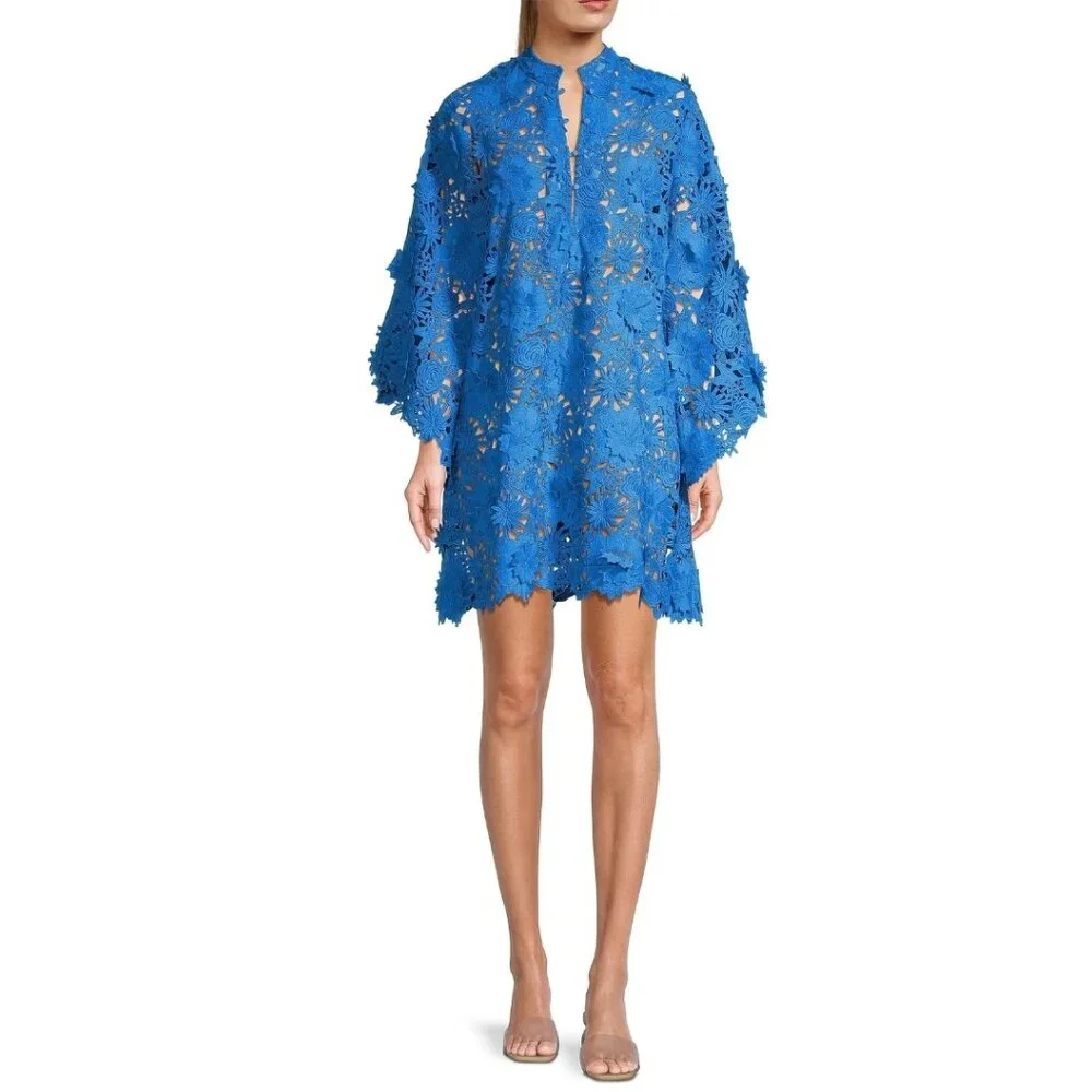 Floral Lace Mini Caftan - Picture 3 of 9